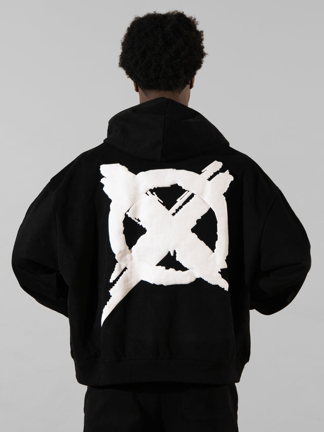 Zero Culture Puff Print Hoodies - Black