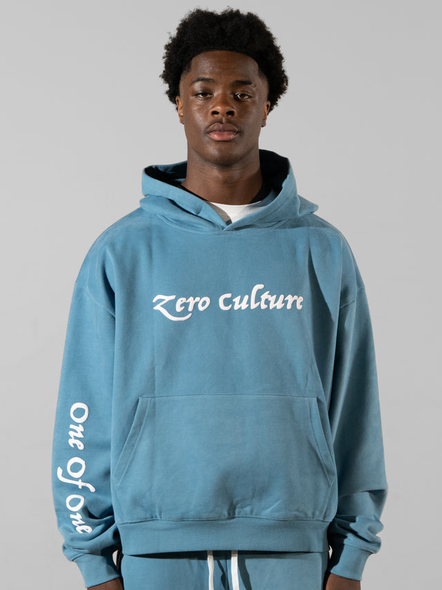 Zero Culture Puff Print Hoodies - Blue