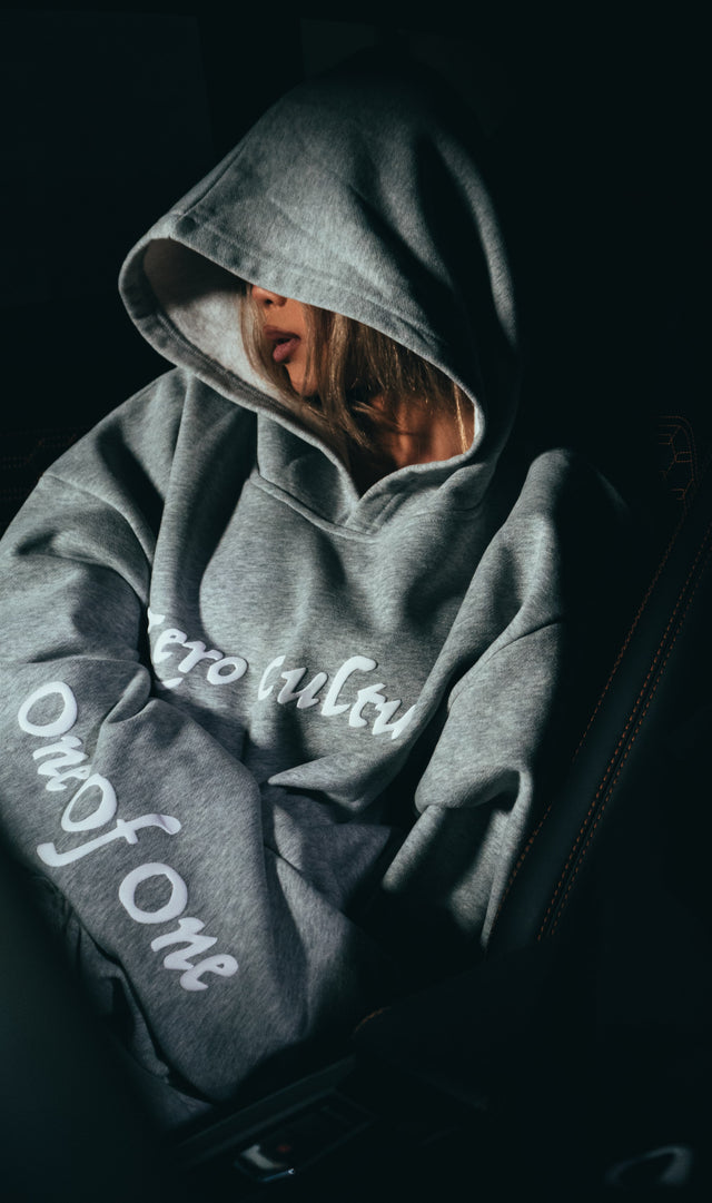 Zero Culture Puff Print Hoodies - Grey