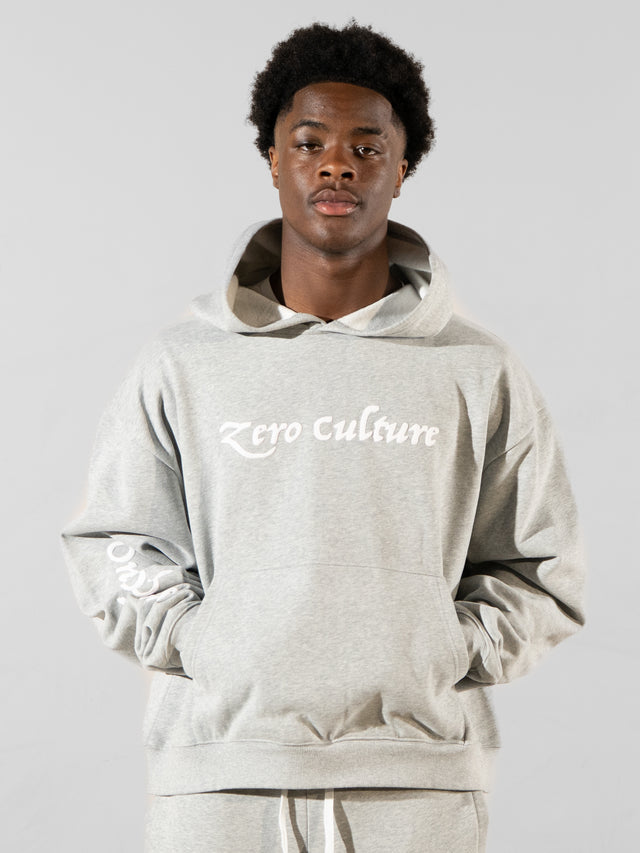 Zero Culture Puff Print Hoodies - Grey