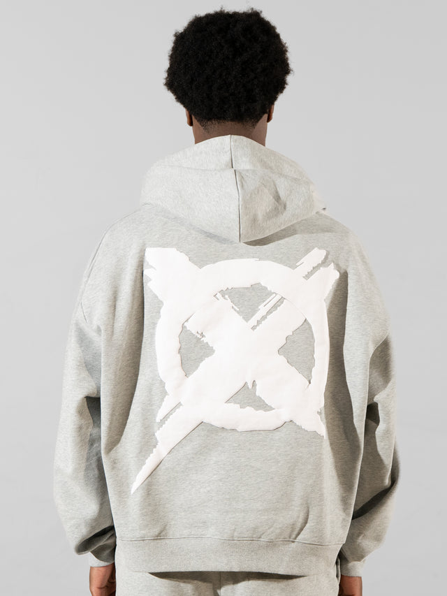 Zero Culture Puff Print Hoodies - Grey